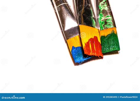 Paintbrushes With Different Colors On White Stock Image Image Of