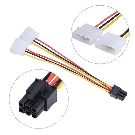 2 IDE Dual 4Ppin Molex IDE Male To 6 Pin Female PCI E Y Molex IDE Power