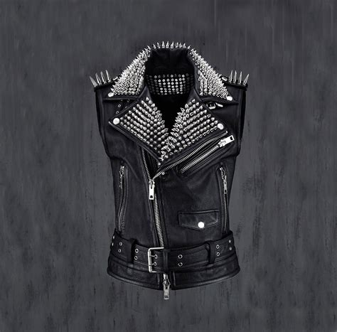 Leather Biker Jacket With Spikes