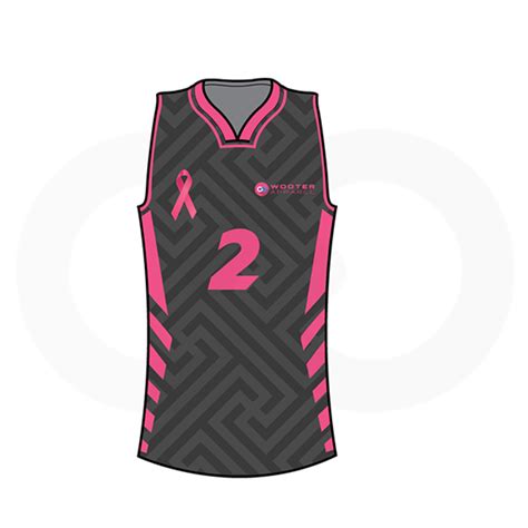 Breast Cancer Awareness Basketball Jersey Black Wooter