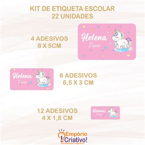 Kit de Etiqueta Escolar Unicórnio no Elo7 Empório Criativo