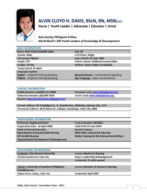 Sample Resume For Filipino Nurses Applying Abroad Terrykontie Riset