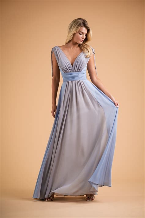 Bridesmaid Dress B2 Spring 2020 B223002 Poly Chiffon Long Bridesmaid Dress With V Neckline