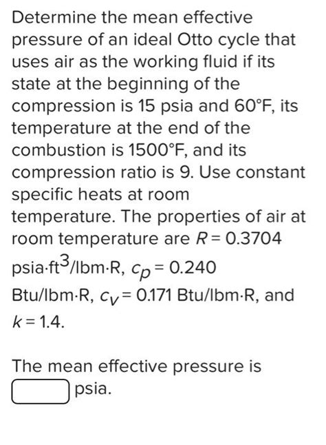 Solved Determine The Mean Effective Pressure Of An Ideal