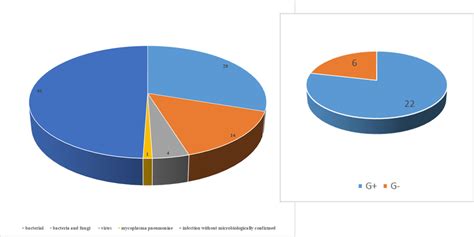 Etiology of infections (left, n = 93) and number of Gram-positive and ...