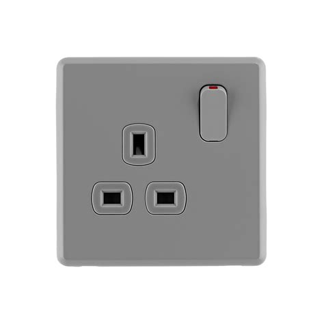 Arlec Rocker Stone Grey 13a 1gang Plug Socket Arlec Uk