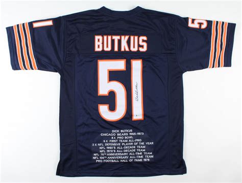 Dick Butkus Signed Career Highlight Stat Jersey Beckett Coa