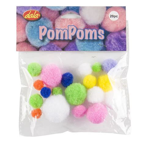 Pom Poms (Various Sizes) 20pc Assorted Mix