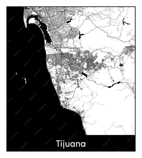 Premium Vector Minimal City Map Of Tijuana Mexico North America