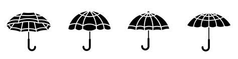 Umbrella Icon Illustration Black And White Umbrella Icon Set Stock