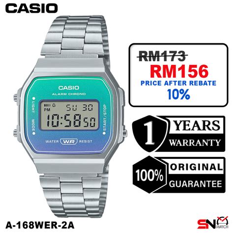 Casio Vintage A168wer A168werb A168werg Gradient Dial Digital Stainless