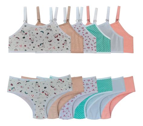 Kit Conjuntos Lingerie Infantil Calcinha E Top Optemodaintima