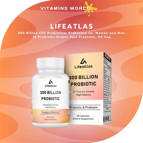 Lifeatlas 300 Billion Cfu Probiotics Probiotics For Women And Men 12 Probiotic Strains Plus