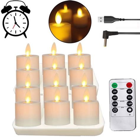 Rechargeable Remote Control LED Battery Operated Flameless Tea Lights ...