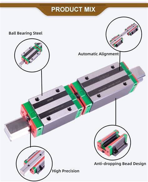 100 Original Taiwan Hiwin Bearing Hgh15 Hgh20 2000mm Guideway Block