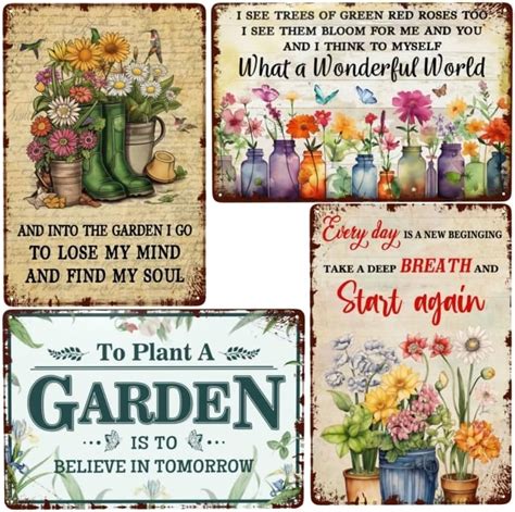 Amazon Vintage Metal Tin Sign Garden Signs And Into The Garden I