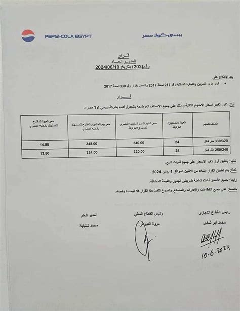 زيادة جديدة في أسعار كانز بيبسي بالأسواق بدءا من الغد│ مستند