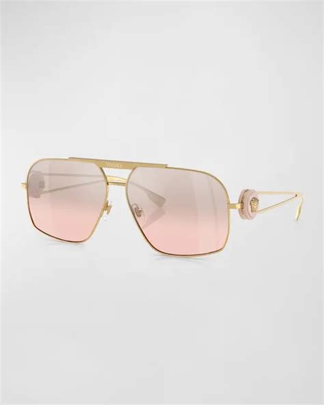 Versace Medusa Medallion Gradient Aviator Sunglasses Gold Editorialist