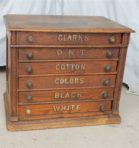 Bargain John S Antiques Antique Clark S ONT Six Drawer Oak Spool