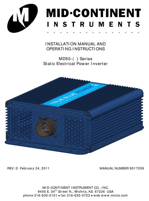 Mid Continent Instrument Md Series Installation Manual And Operating