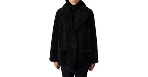 Zadig Voltaire Fleur Soft Curly Cashmere Coat In Black Lyst