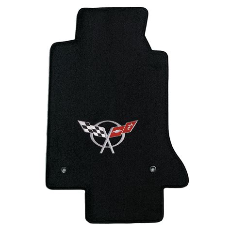 1997 2004 C5 Corvette 2 Piece Floor Mats With Crossed Flags Logo Lloyds Mats Ultimat Black