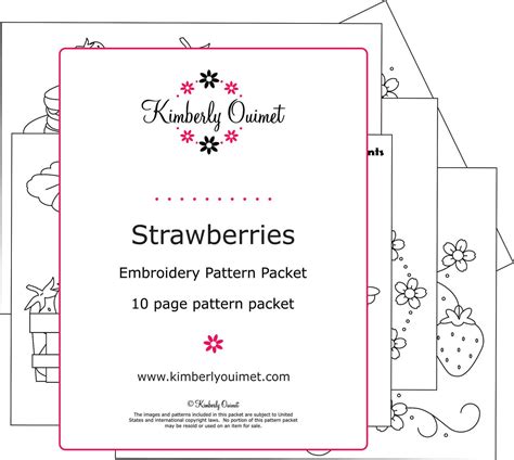 Strawberries Embroidery Pattern Packet Strawberry Embroidery Design Etsy