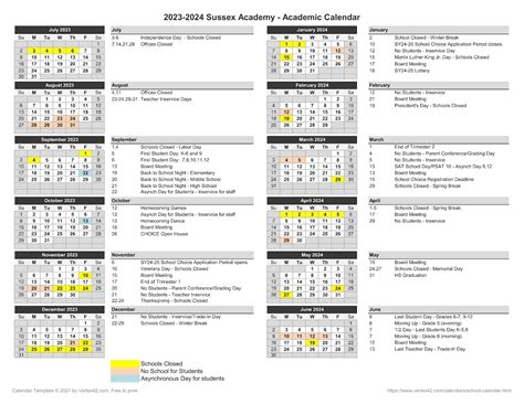 Elementary School Calendar » Sussex Academy