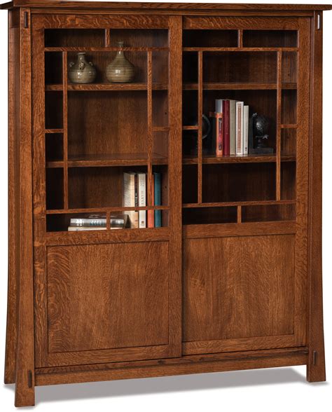 Modesto Sliding Door Bookcase Indiana Amish Modesto Twin Bookcase