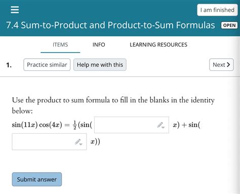 Solved 7.4 Sum-to-Product and Product-to-Sum Formulas | Chegg.com