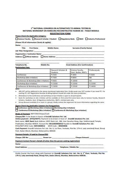 Free Workshop Registration Forms In Pdf Ms Word