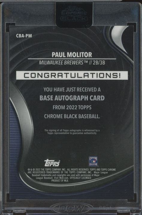 Topps Chrome Black Paul Molitor Gold Mini Diamond Auto Hof Ebay