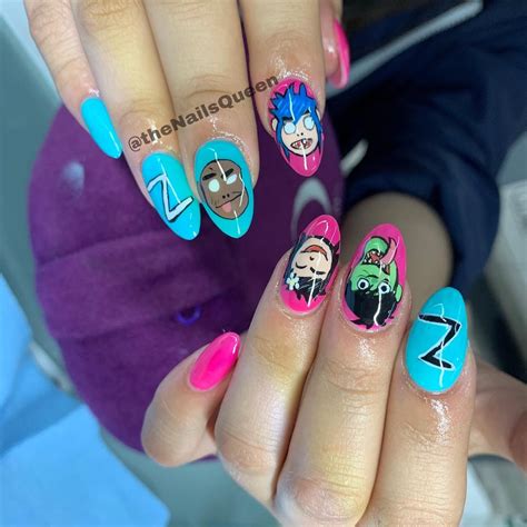 Gorillaz nail art Tutoriales de manicura Manicura Diseños de uñas