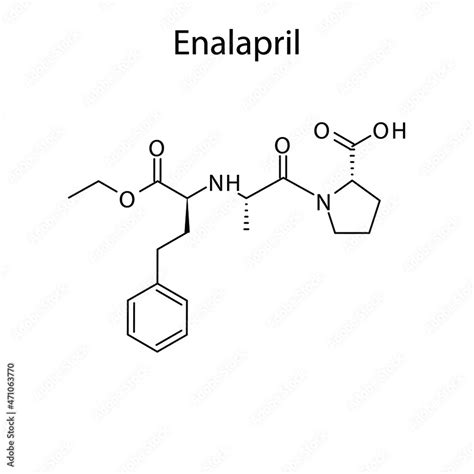 Enalapril Molecular Structure Flat Skeletal Chemical Formula Ace