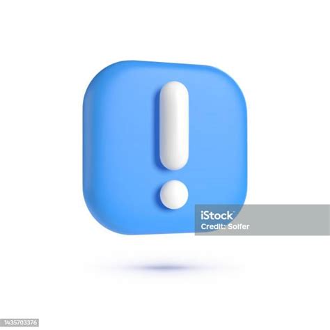 Blue Exclamation Mark Symbol Attention Sign 3d 3d Realistic Design