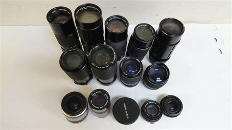 Lot Of 14 Vintage PARTS AS IS Minolta Tamron Vivitar Camera Lenses