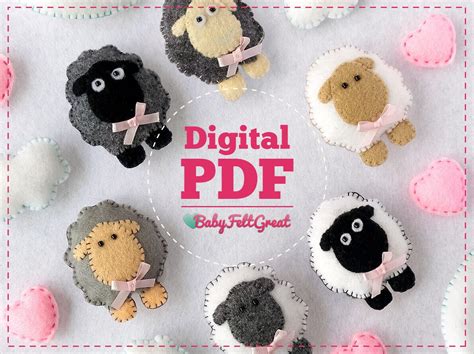 Felt Ornament Sheep Pdf Sewing Pattern Diy Felt Nursery Decor