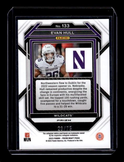 2023 Panini Prizm Draft Picks Prizms Purple 133 Evan Hull 75 EXACT