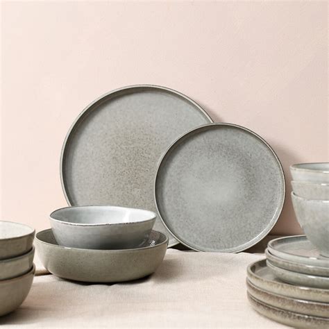 Oslo Rim Stoneware Dinner Set 12 Piece - 4 Settings with Pasta Bowls ...