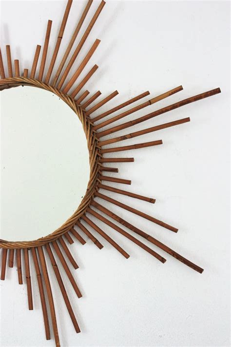 Large Rattan Sunburst Starburst Mirror 1960s For Sale At 1stdibs