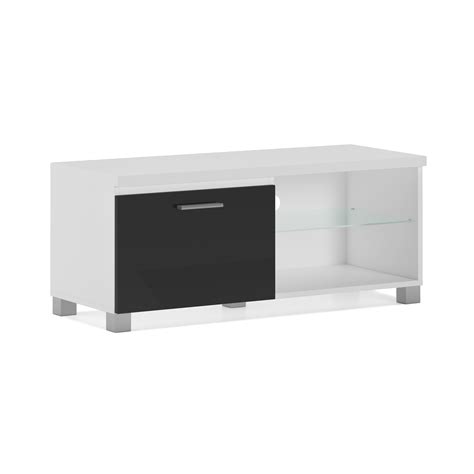 Meuble Bas Tv Led Salon S Jour Blanc Et Noir Laqu X X Cm