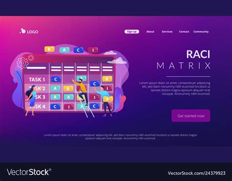 Raci Matrix Concept Landing Page Royalty Free Vector Image