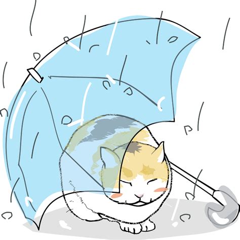 「雨宿り猫」ダウンロード｜かわいい無料イラスト 印刷素材 Net イラスト 雨宿り 猫