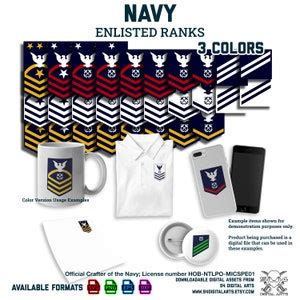 US Navy Enlisted Ranks SVG PNG Navy Dxf Eps Officially Licensed Big