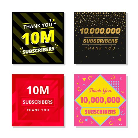 Thank You 10m Subscribers Set Template Vector 10000000 Subscribers