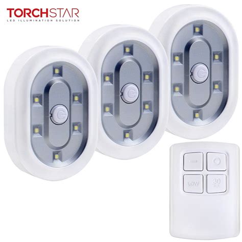 TORCHSTAR Wireless LED Under Cabinet Lighting with RF Remote Control for Kitchen, 3 Pack ...