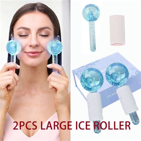 Buy 2PCS Ice Roller Globes Facial Roller Cold Skin Massagers Crystal