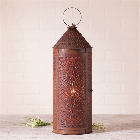 Irvins Tinware Inch Chimney Lantern In Rustic Tin