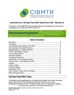 Fillable Online Cibmtr 100 Day Follow Up Form 2100 Ver1 2 Center For