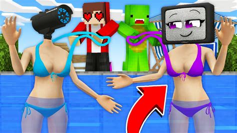 Jj And Mikey Pulled Underwear A Tv Woman And Camera Woman In Minecraft